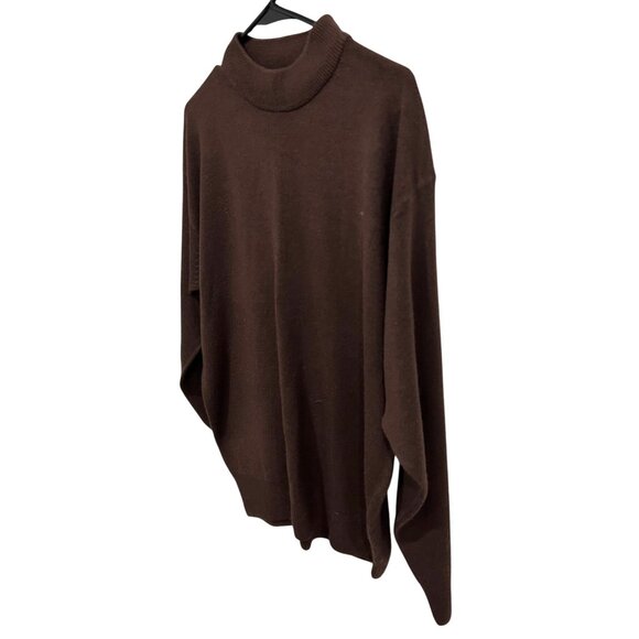 Brown Long-Sleeve Ribbed Knit Mockneck Sweater Sz XL - Picture 3 of 8